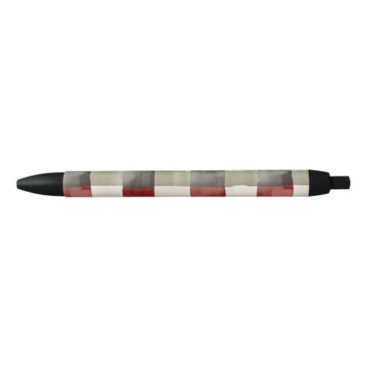 Pine Green Ivory Red Stripes Kerstmis Zwarte Inkt Pen (Voorkant)
