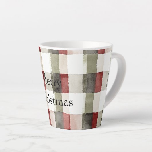 Pine Green Ivory Red Stripes Latte Mok (Rechterhoek)