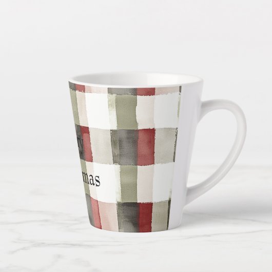 Pine Green Ivory Red Stripes Latte Mok (Rechts)