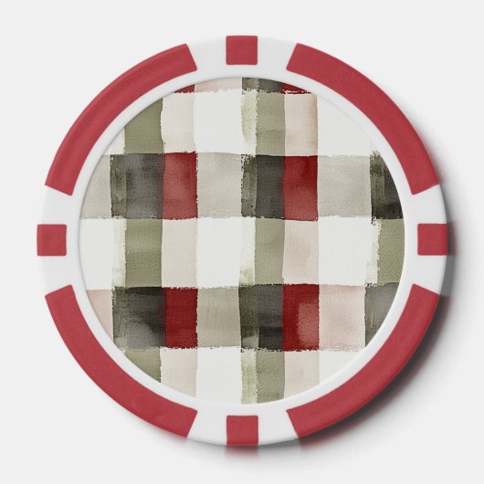Pine Green Ivory Red Stripes Poker Chips (Voorkant)