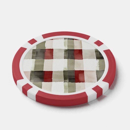 Pine Green Ivory Red Stripes Poker Chips (Enkel)