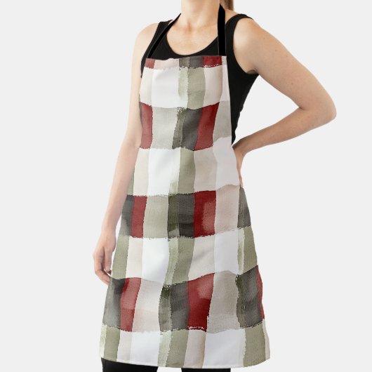 Pine Green Ivory Red Stripes Schort (Insitu)