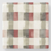 Pine Green Ivory Red Stripes Stenen Onderzetter (Voorkant)