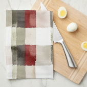 Pine Green Ivory Red Stripes Theedoek (Quarter Fold)