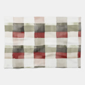 Pine Green Ivory Red Stripes Theedoek (Horizontaal)