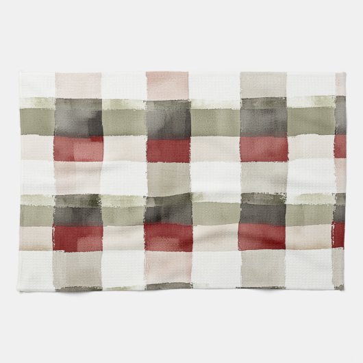 Pine Green Ivory Red Stripes Theedoek (Horizontaal)