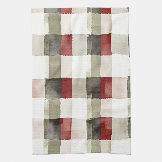 Pine Green Ivory Red Stripes Theedoek (Verticaal)