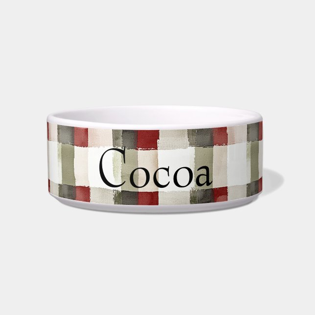 Pine Green Ivory Red Stripes Voerbakje (Voorkant)
