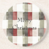 Pine Green Ivory Red Stripes Zandsteen Onderzetter (Voorkant)
