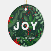 Pine Green Kerst Botanische Joy Ornament (Links)