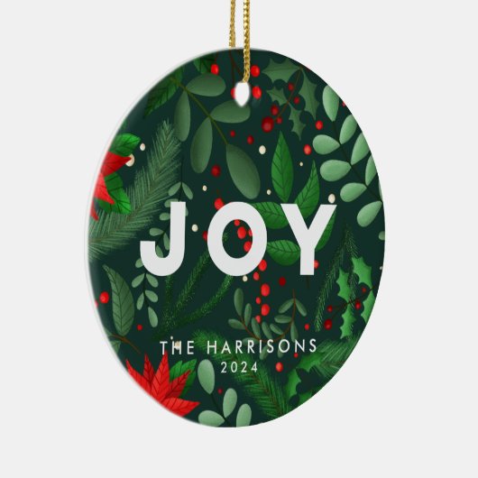 Pine Green Kerstmis Botanical Joy Ornament (Rechts)