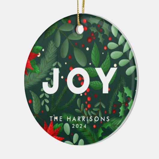 Pine Green Kerstmis Botanical Joy Ornament (Links)