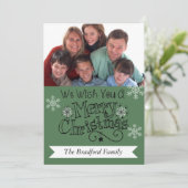 Pine Green Merry kerstfoto Kaart (Staand voorkant)