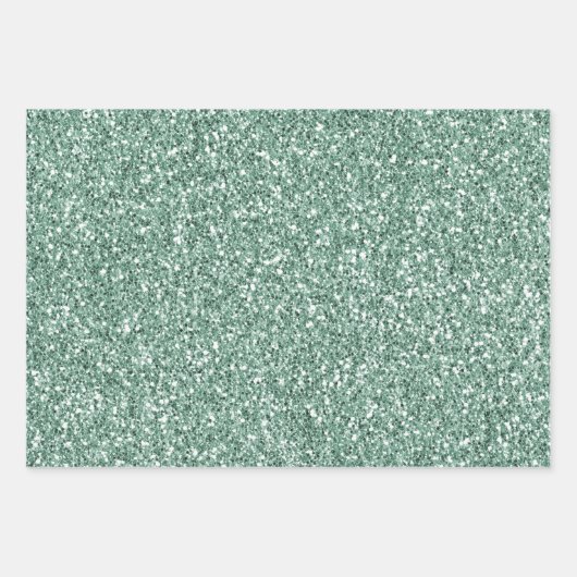 Pine Green Mint Glitter Inpakpapier Vel (Voorkant 3)