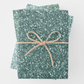 Pine Green Mint Glitter Inpakpapier Vel (In situ)