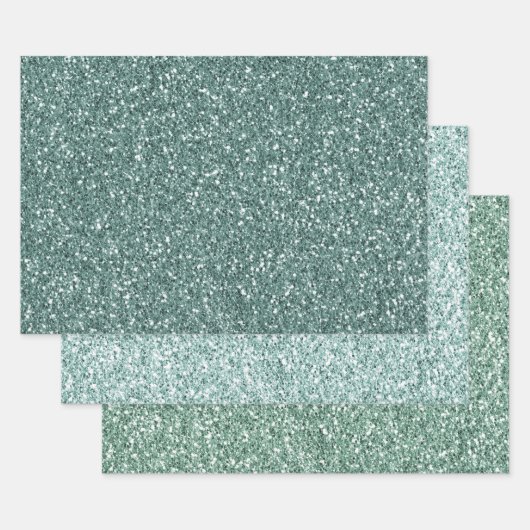 Pine Green Mint Glitter Inpakpapier Vel (Set)