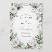 Pine Green Pinecone Winter Wedding Kaart (Voorkant)