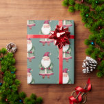 Pine Green Red Merry Christmas Santa Cadeaupapier<br><div class="desc">rode den groene vrolijke kerstman</div>