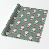 Pine Green Red Merry Christmas Santa Cadeaupapier (Uitgerold)