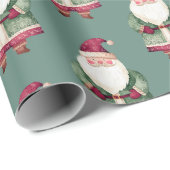 Pine Green Red Merry Christmas Santa Cadeaupapier (Rol Hoek)