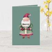 Pine Green Red Merry Christmas Santa Kaart (Gele Bloem)