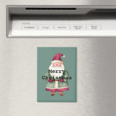 Pine Green Red Merry Christmas Santa Magneet (Insitu (Vaatwasser))