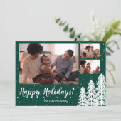 Pine Green Snowy kerstbomen Holiday Feestdagenkaart (Staand voorkant)