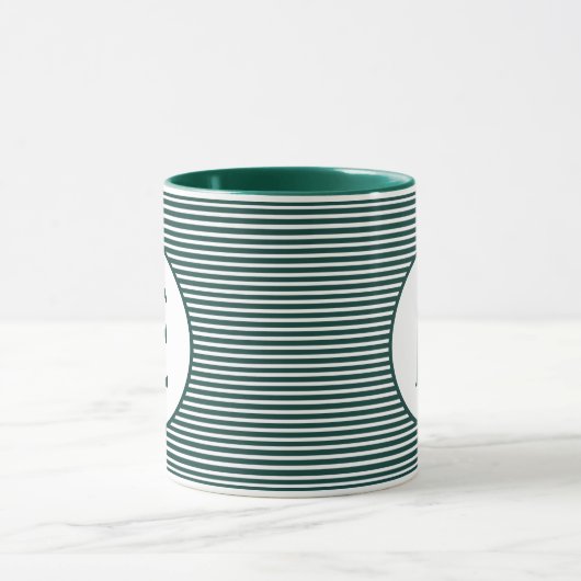 Pine Green Stripe Monogram Mok (Midden)
