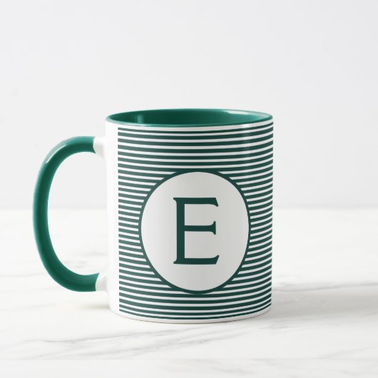 Pine Green Stripe Monogram Mok (Links)