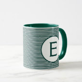Pine Green Stripe Monogram Mok (Voorkant rechts)