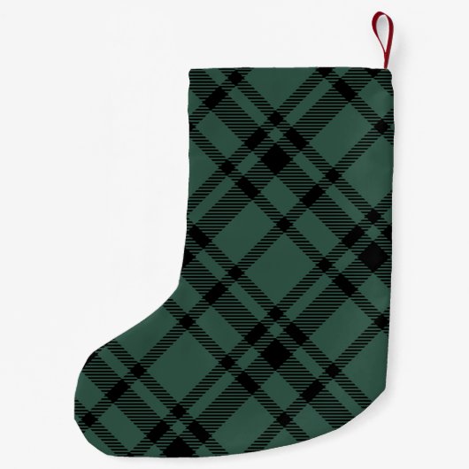 Pine Green Tartan Gepersonaliseerde Naam Kleine Kerstsok (Achterkant)
