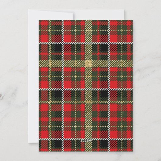 Pine Green Tartan Plaid Foto Kerst Kaart (Achterkant)