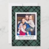 Pine Green Tartan Pset Merry kerstfoto Feestdagenkaart (Voorkant)