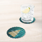 Pine Green Tinsel Gouden Kerstboom Kartonnen Onderzetters (Insitu)