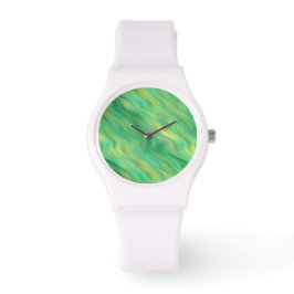 Pine Green Wavy Texture Horloge
