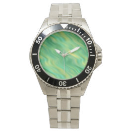 Pine Green Wavy Texture Horloge
