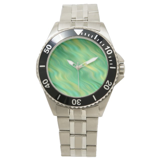 Pine Green Wavy Texture Horloge (Voorkant)