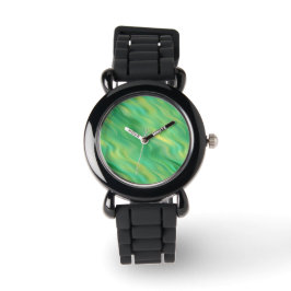 Pine Green Wavy Texture Horloge