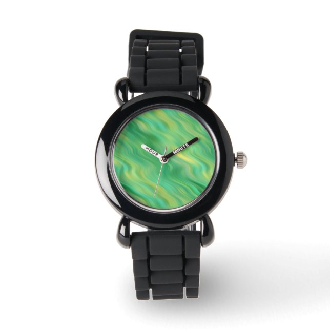 Pine Green Wavy Texture Horloge (Voorkant)