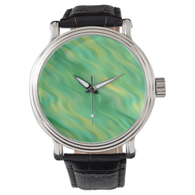 Pine Green Wavy Texture Horloge (Voorkant)