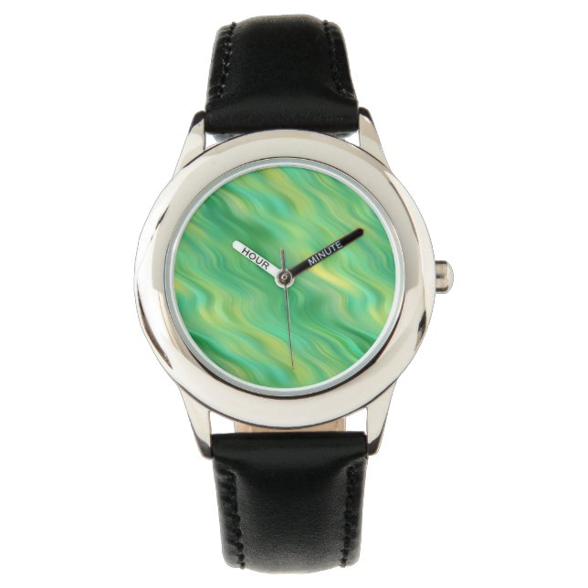 Pine Green Wavy Texture Horloge (Voorkant)