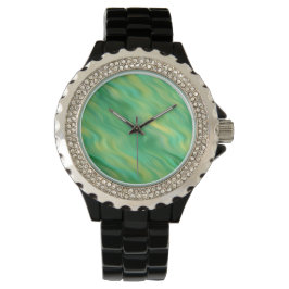 Pine Green Wavy Texture Horloge