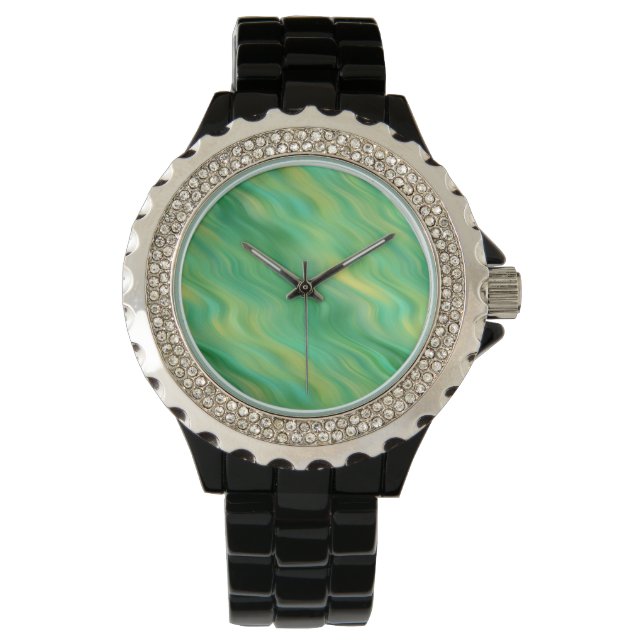 Pine Green Wavy Texture Horloge (Voorkant)