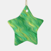 Pine Green Wavy Texture Keramisch Ornament (Rechts)