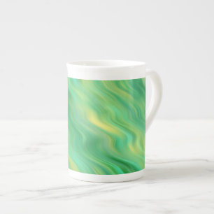 Pine Green Wavy Texture Porselein Kop