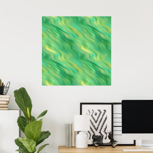 Pine Green Wavy Texture Poster (Thuiskantoor)