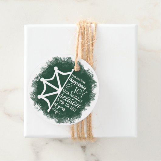 Pine Green, White Snowflake, kerstcadeauLabel Bedankjes Labels (In situ)