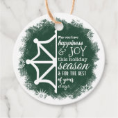 Pine Green, White Snowflake, kerstcadeauLabel Bedankjes Labels (Voorkant)