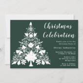 Pine Green White Tree Kerstviering Kaart (Voorkant)