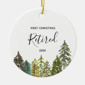 Pine Greenery, eerste kerstOrnament in ruste Keramisch Ornament (Voorkant)